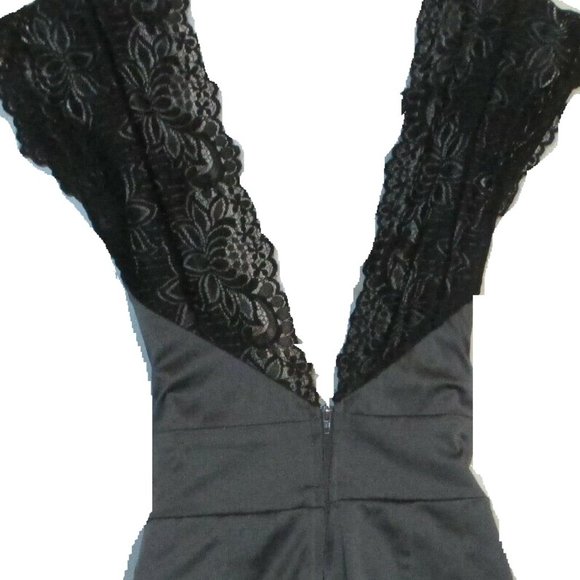 Modcloth Purchase Brand MY STORY Grey Satin/Black Lace Medium - Picture 3 of 4
